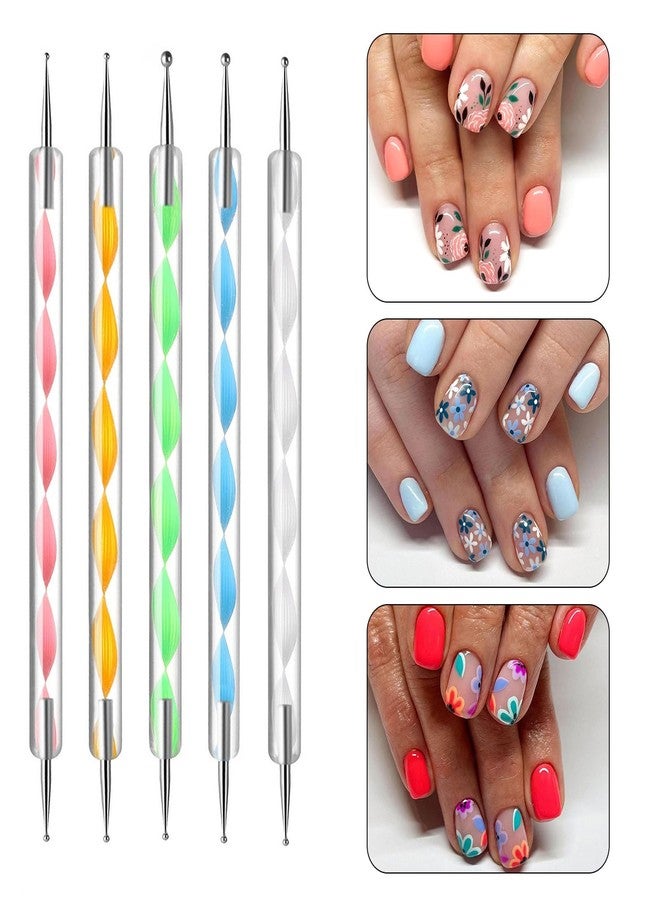 AUOCATTAIL 23 Piece Nail Art Tools Set Resin Nail Art Palette Nail Art Brush 2-way Acrylic Silicone Engraving Pen Dotting Pen Tools DIY Home Salon Makeup Display Board Nail Art Kit (White) - Image 5